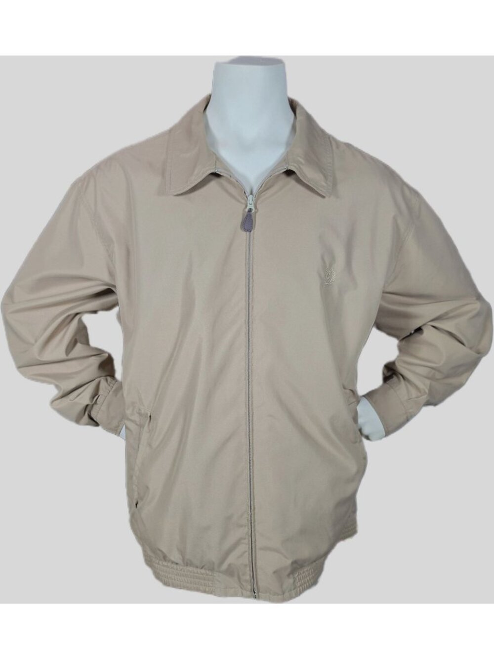 Chaps Mens 2XB Big Harrington Windbreaker Jacket Beige Dadcore Plaid Lined